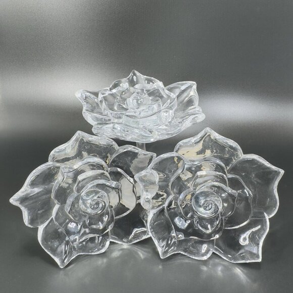 Vintage Large Clear Resin Rose Flower Drapery Curtain Scarf Holdbacks Stems Set3 - Picture 10 of 12